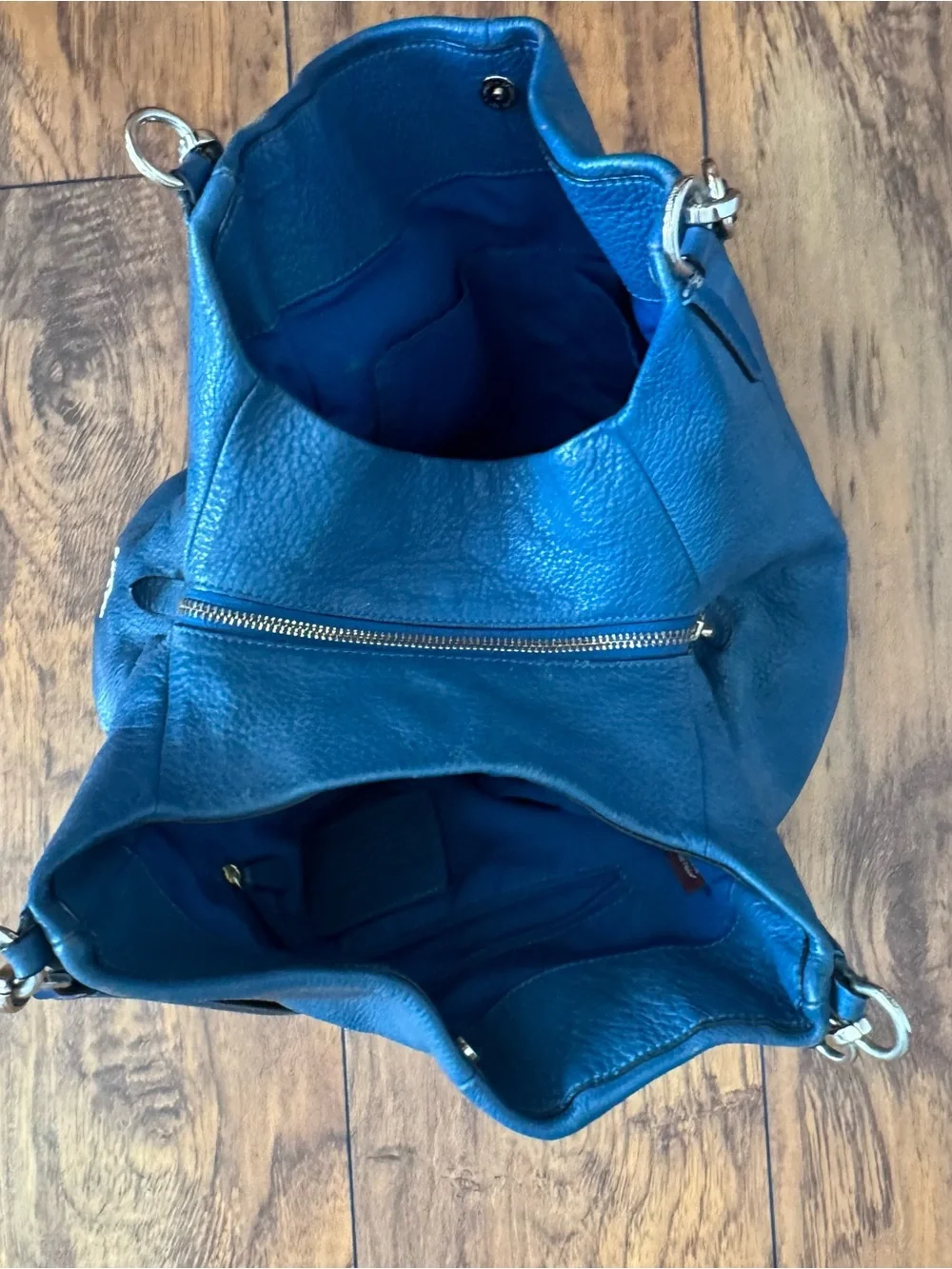 Coach Madison Phoebe Blue Pebbled Leather Shoulder Hobo Bag